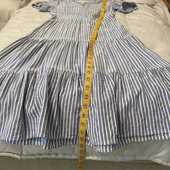 Monteau Los Angeles Midi Dress Blue White Striped Ruffles Women’s Size M… - Picture 5 of 7